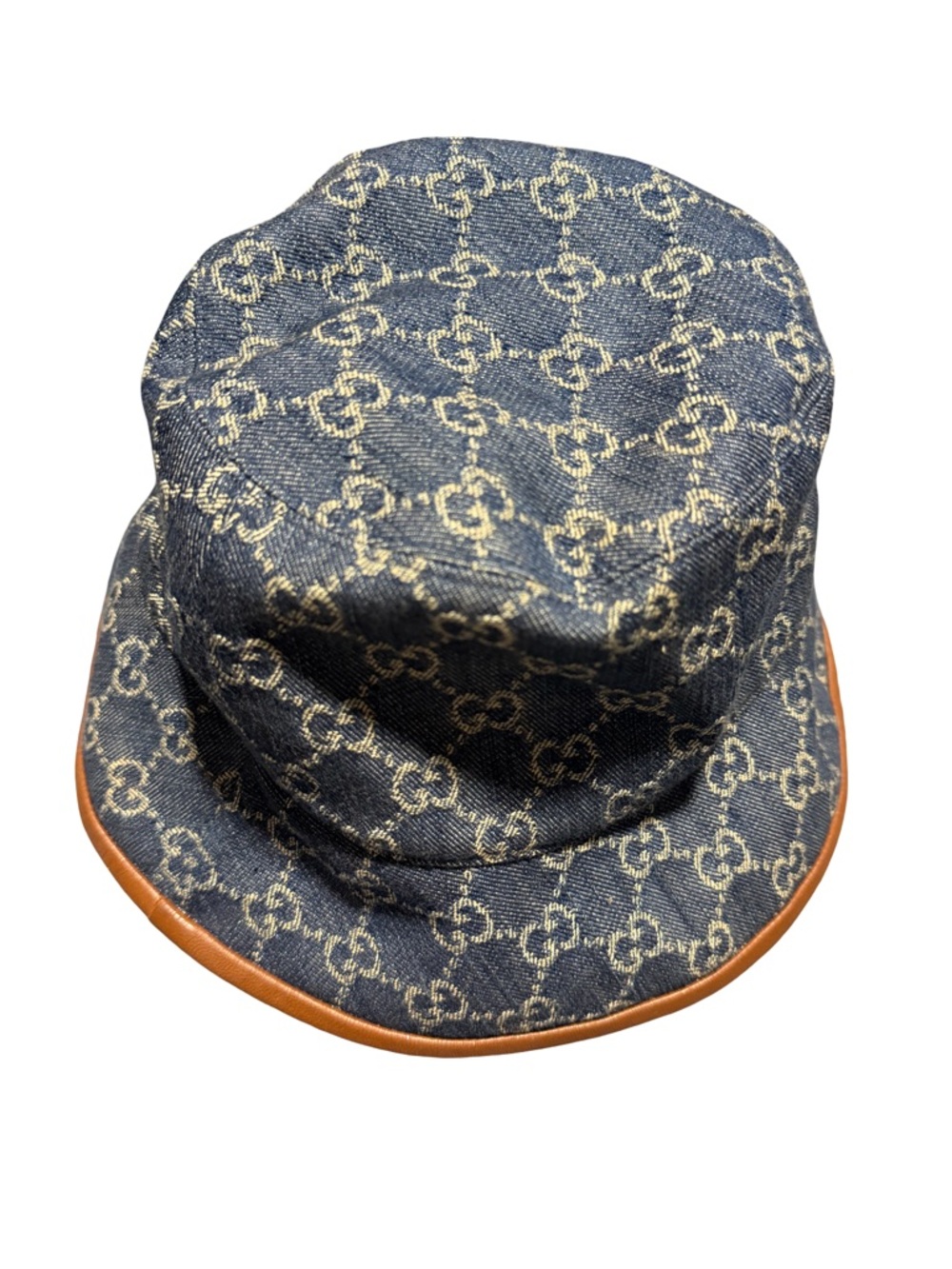 Gucci Blue Monogram Denim Bucket Hat with Cream Trim - Picture 1 of 5